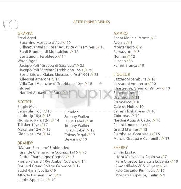 Alto - New York, NY menu_pic