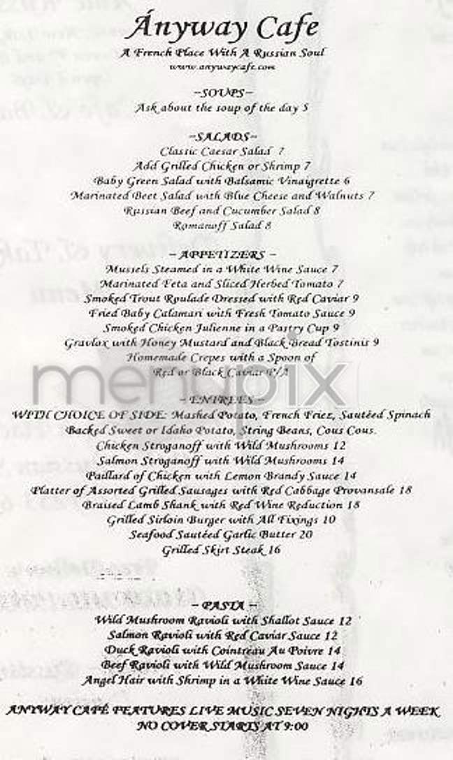 Anyway Cafe-Ame Russe - New York, NY menu_pic