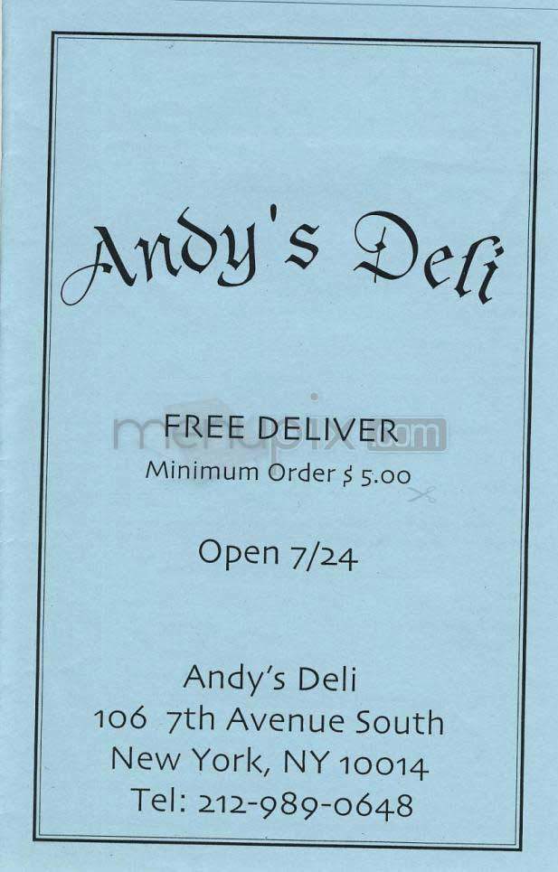 Andy's Deli - New York, NY menu_pic