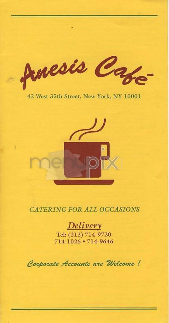 Anesis Cafe - New York, NY menu_pic