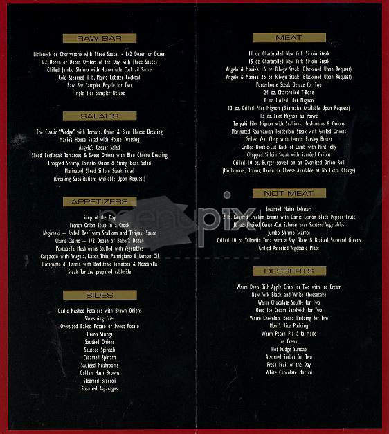 Angelo & Maxie's - New York, NY menu_pic