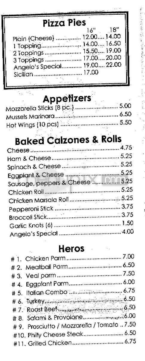 Angelo's Classic - New York, NY menu_pic