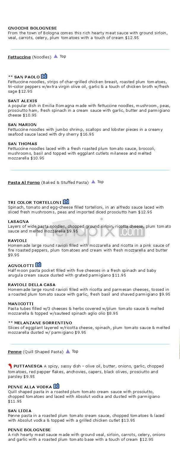 Angel's Ristorante - New York, NY menu_pic