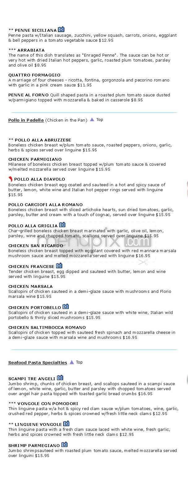 Angel's Ristorante - New York, NY menu_pic