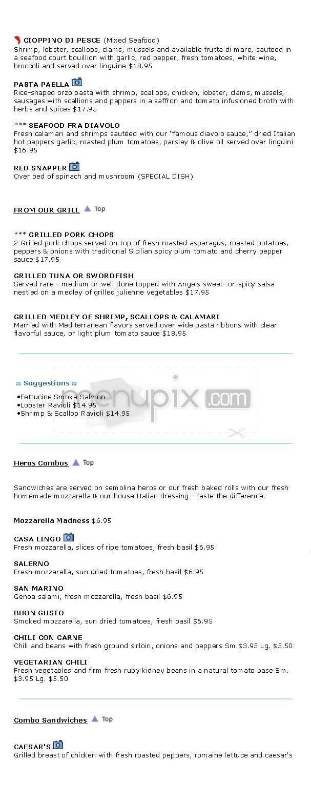 Angel's Ristorante - New York, NY menu_pic