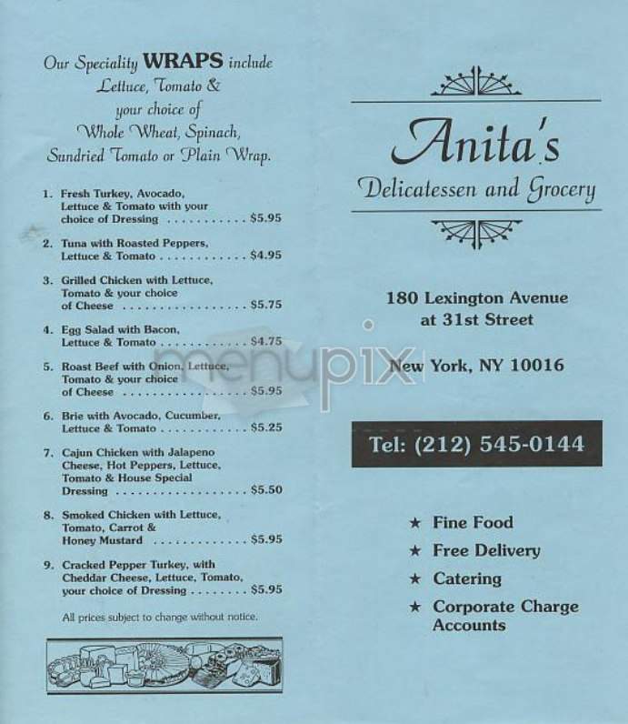 Anitas Deli & Grocery - New York, NY menu_pic