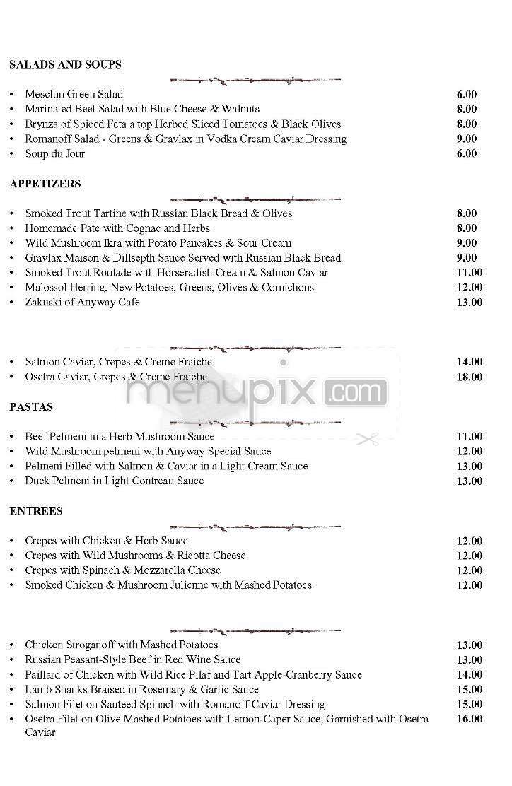 Anyway Cafe - New York, NY menu_pic