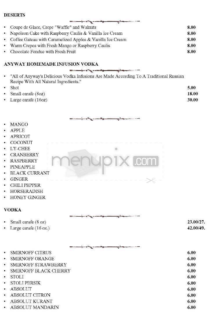Anyway Cafe - New York, NY menu_pic