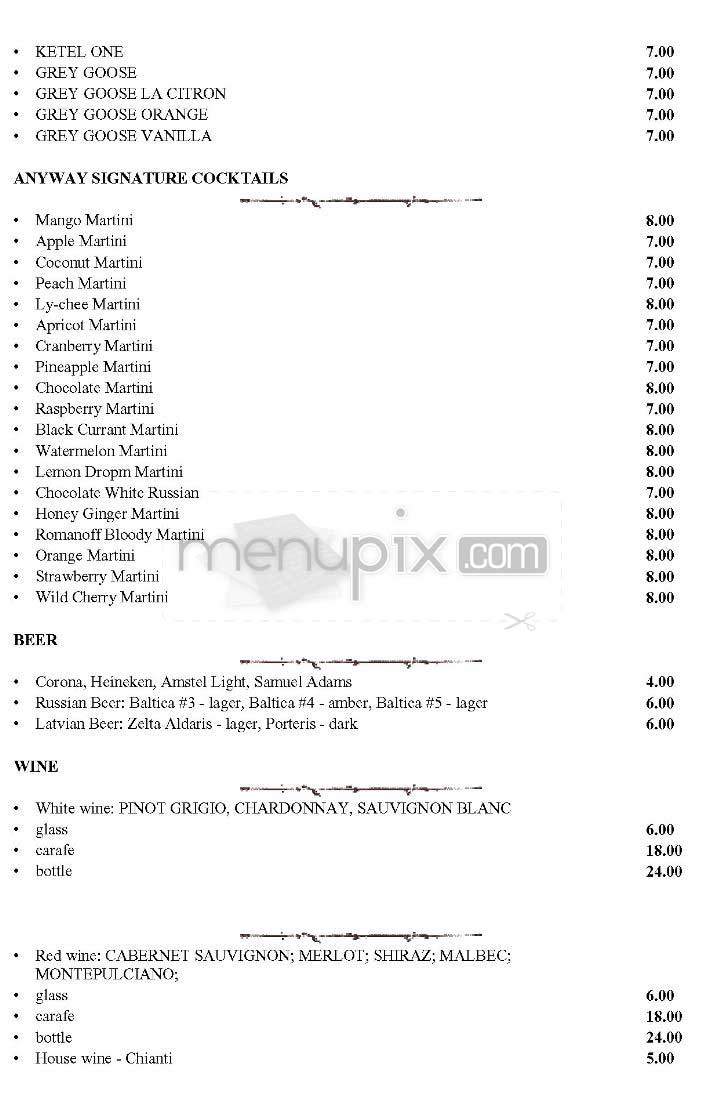 Anyway Cafe - New York, NY menu_pic