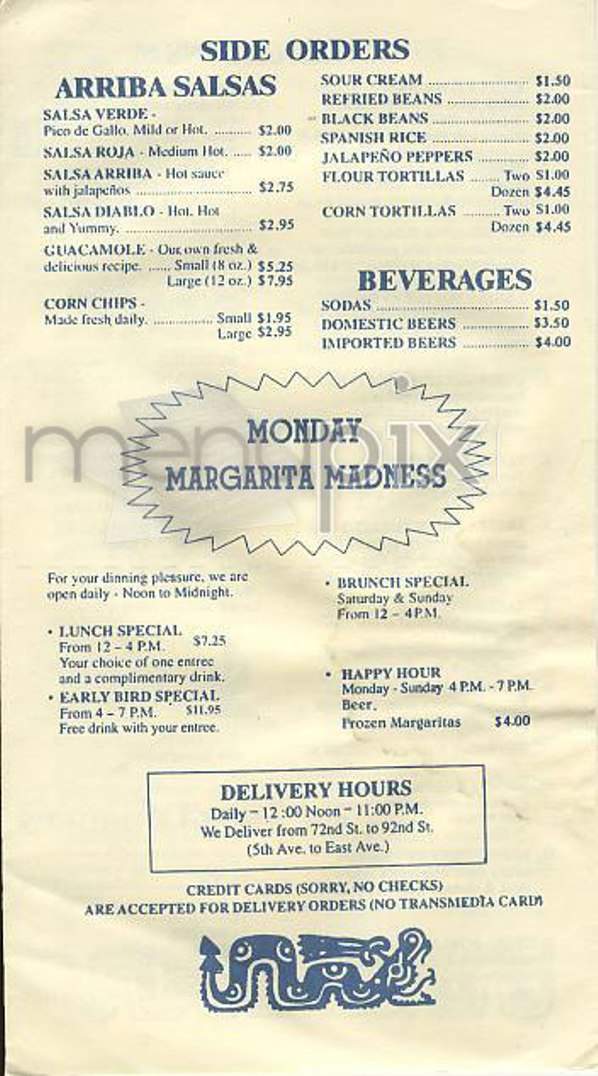 Arriba Arriba East Side - New York, NY menu_pic