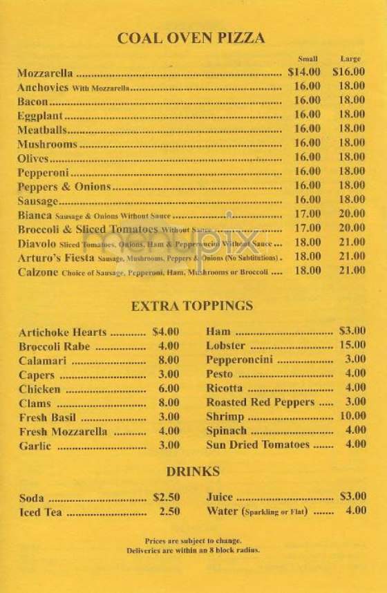 Arturo's - New York, NY menu_pic