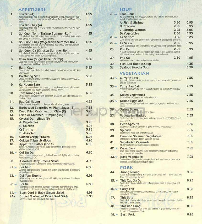 Asia Grill - New York, NY menu_pic