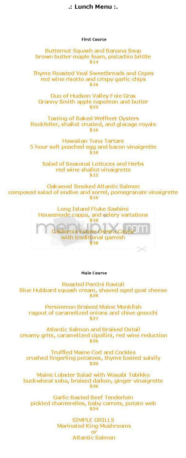 Aureole - New York, NY menu_pic