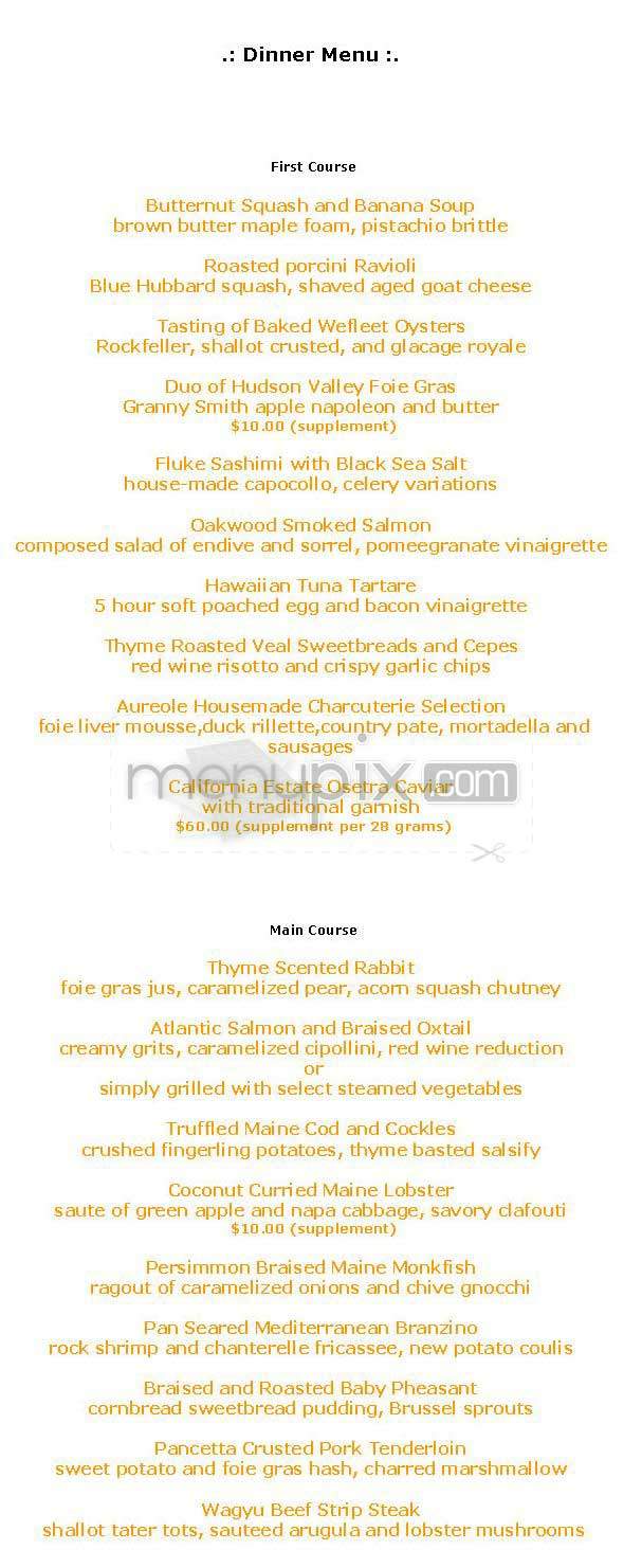 Aureole - New York, NY menu_pic