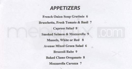 Avenue Bistro and Bar - Hoboken, NJ menu_pic