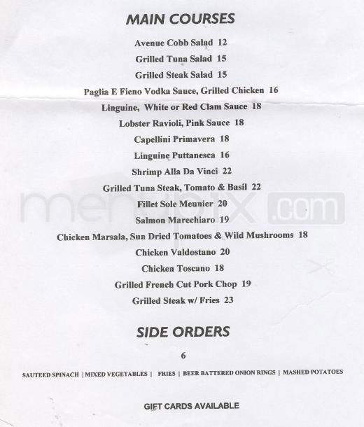 Avenue Bistro and Bar - Hoboken, NJ menu_pic
