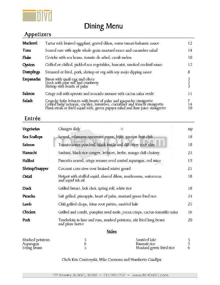 BLVD - New York, NY menu_pic