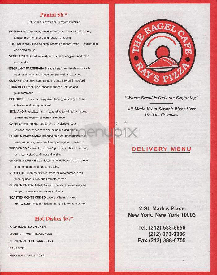 The Bagel Cafe-Ray's Pizza - New York, NY menu_pic