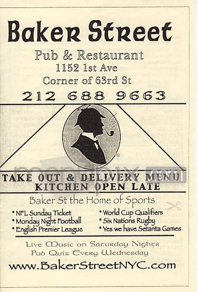 Baker Street - New York, NY menu_pic