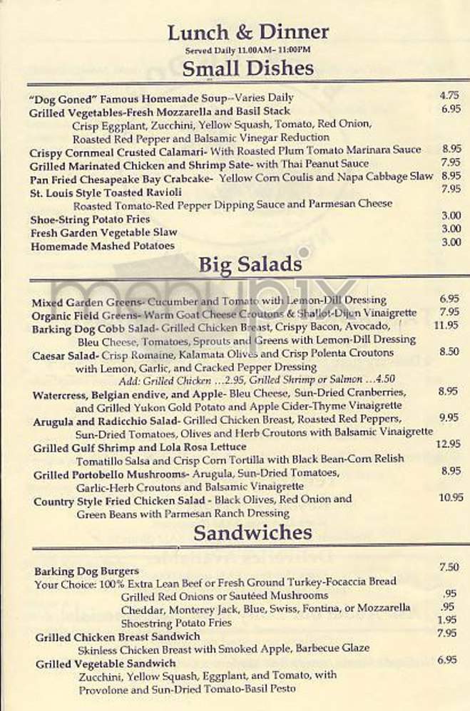 Barking Dog Luncheonette - New York, NY menu_pic