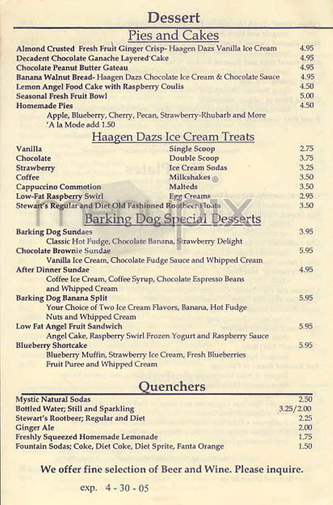 Barking Dog Luncheonette - New York, NY menu_pic