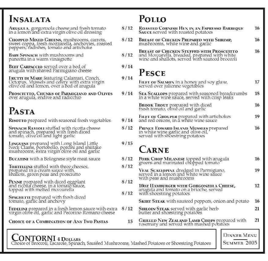 Bar Betro - New York, NY menu_pic