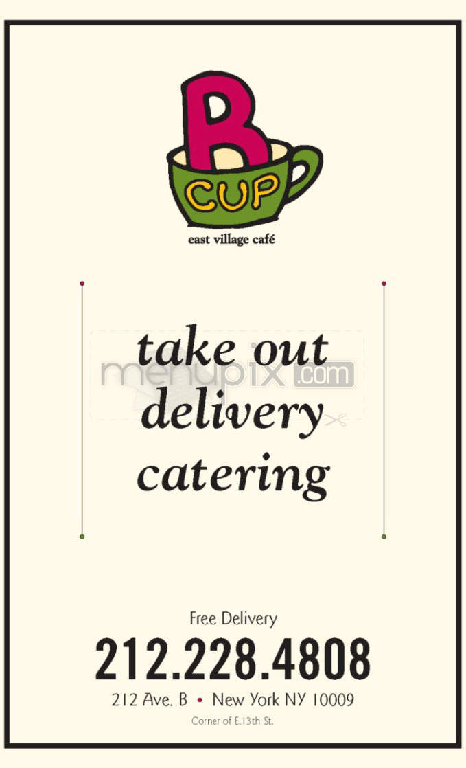 b-cup cafe - New York, NY menu_pic