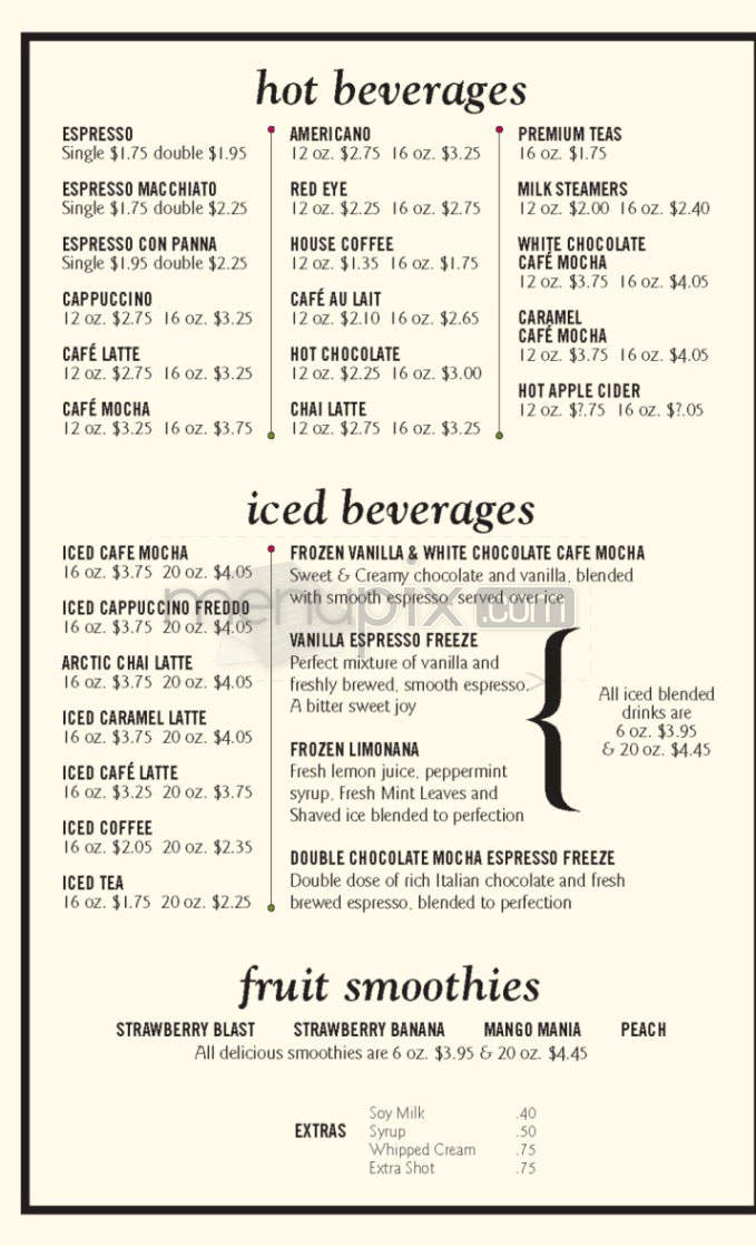 b-cup cafe - New York, NY menu_pic