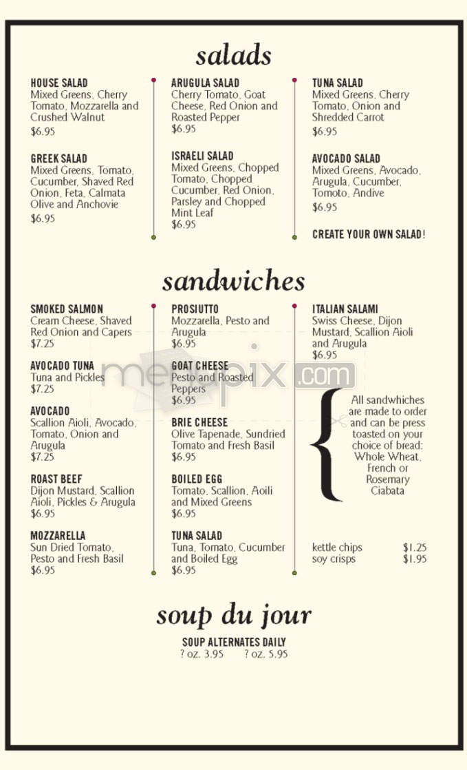 b-cup cafe - New York, NY menu_pic