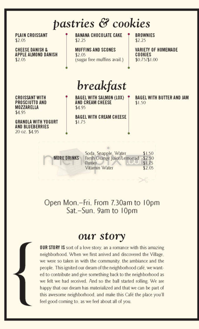 b-cup cafe - New York, NY menu_pic