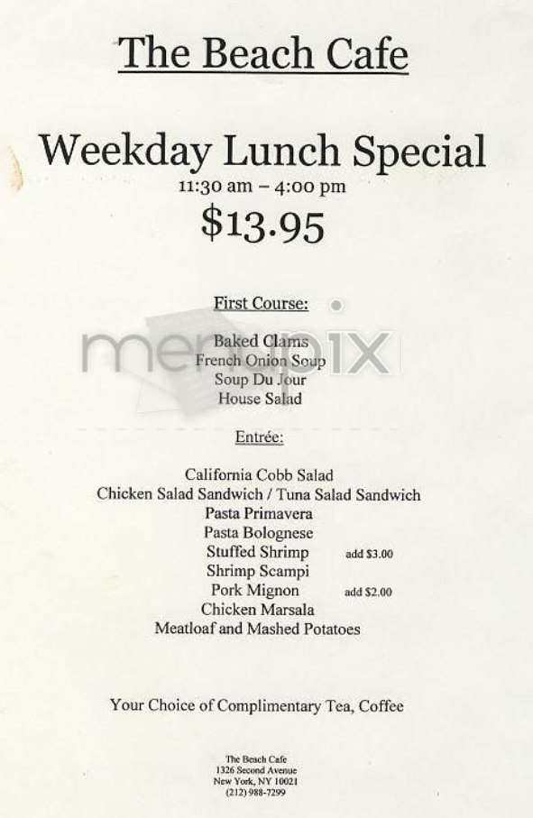 Beach Cafe - Myrtle Beach, SC menu_pic
