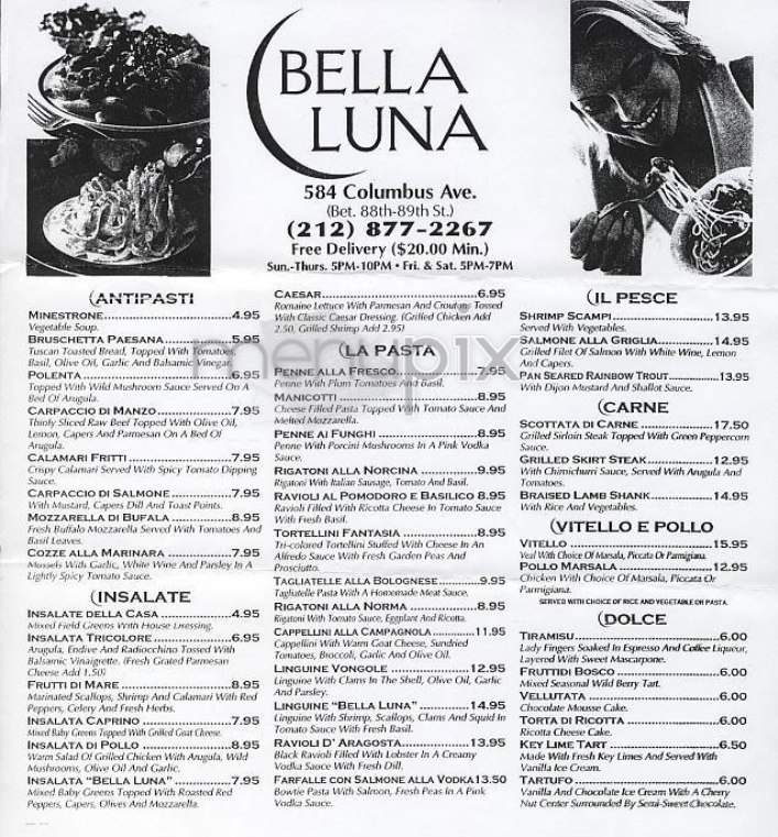 Bella Luna - New York, NY menu_pic