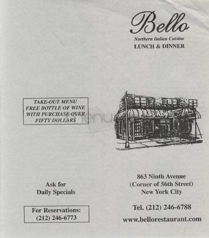 Bello - New York, NY menu_pic