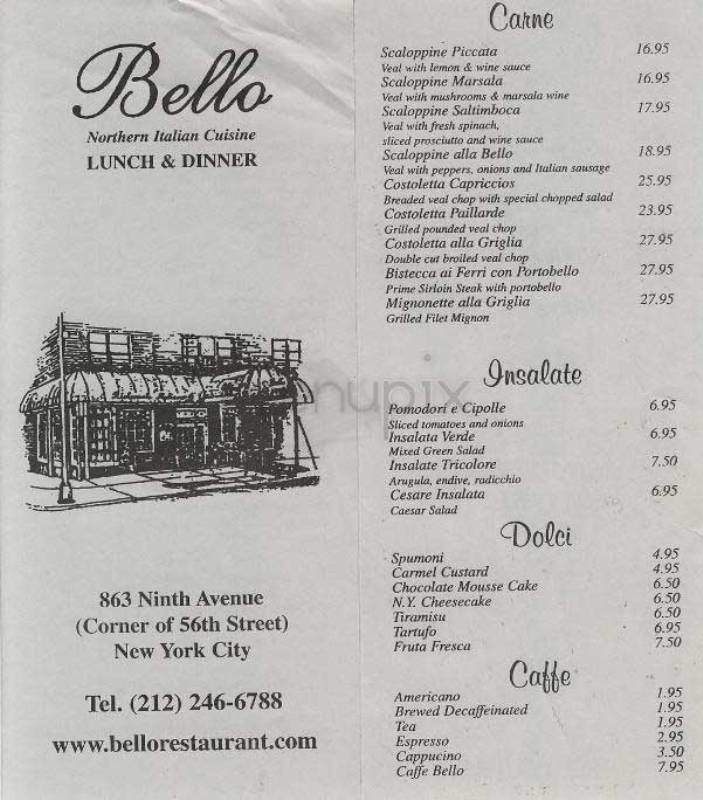 Bello - New York, NY menu_pic
