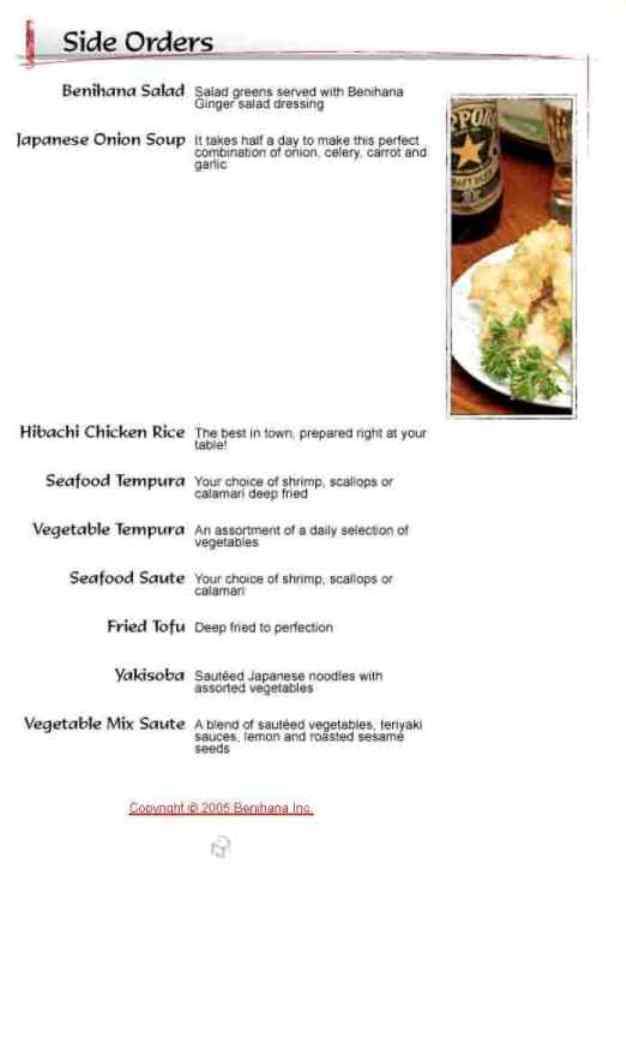Benihana - New York, NY menu_pic