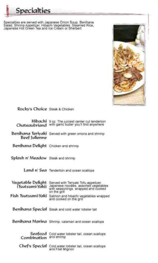 Benihana - New York, NY menu_pic
