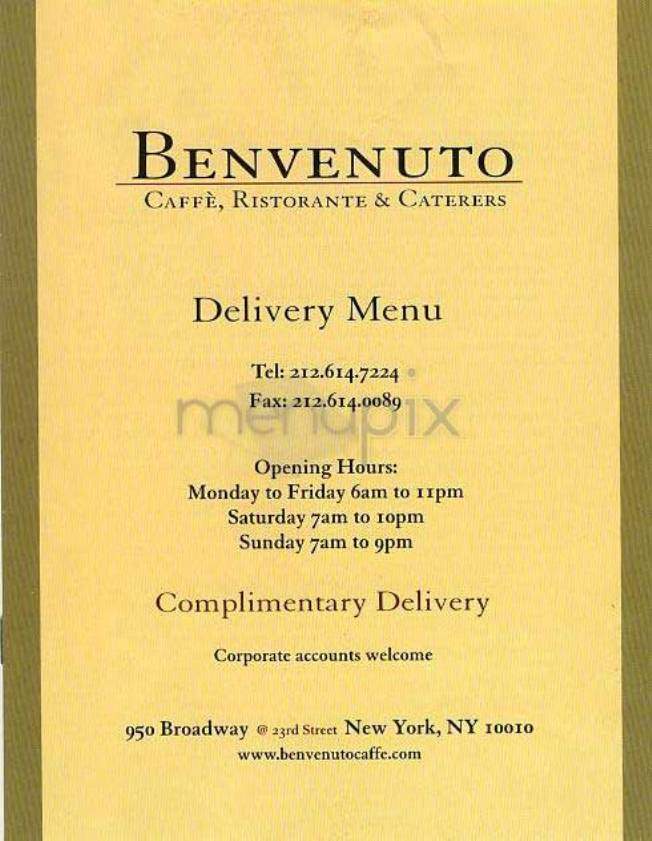 Benvenuto Cafe - New York, NY menu_pic