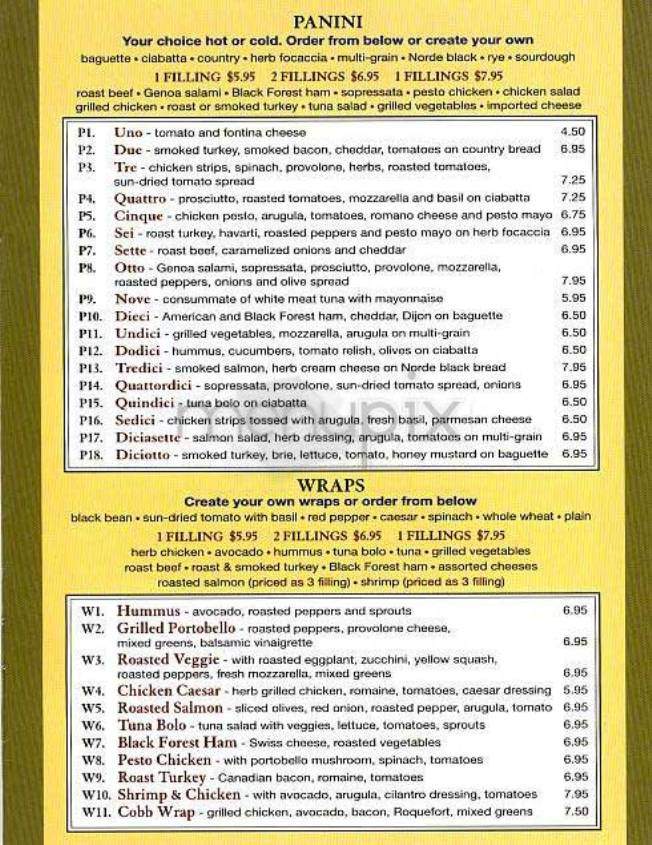 Benvenuto Cafe - New York, NY menu_pic