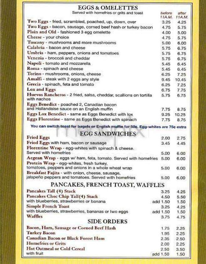 Benvenuto Cafe - New York, NY menu_pic