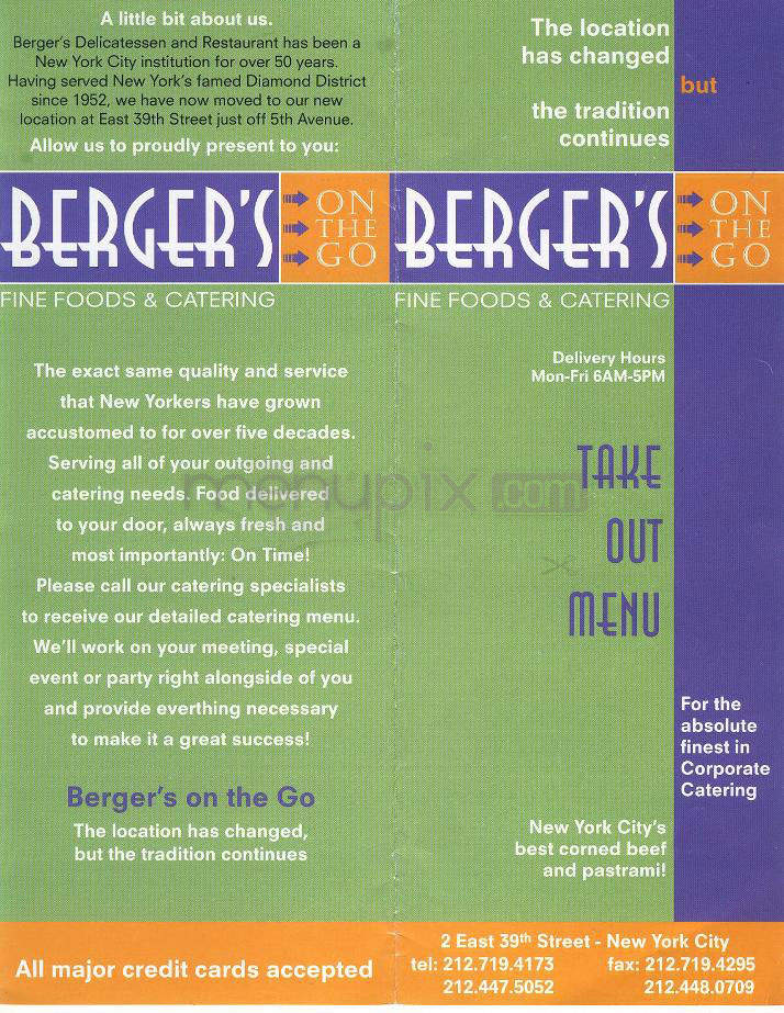 Berger's - New York, NY menu_pic