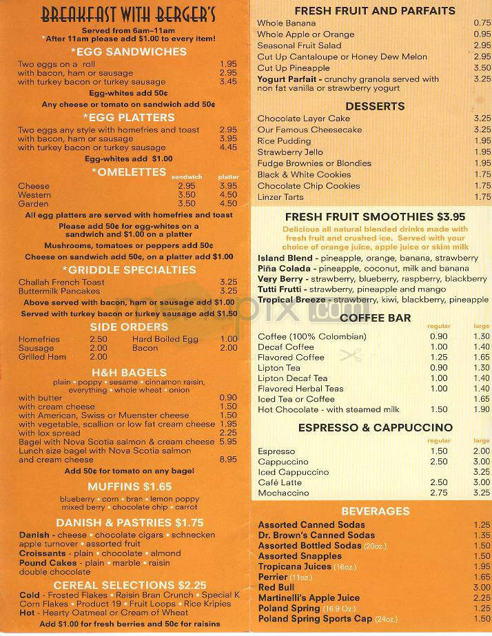 Berger's - New York, NY menu_pic