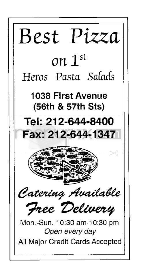 Best Pizza on First - New York, NY menu_pic