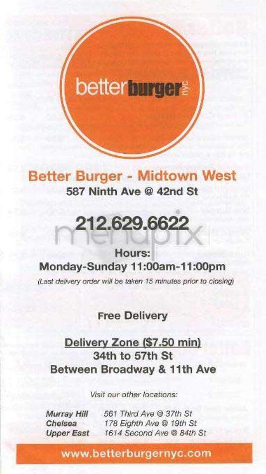 Better Burger NYC - New York, NY menu_pic