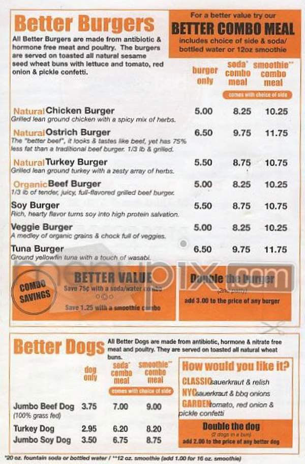 Better Burger NYC - New York, NY menu_pic