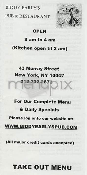 Biddy Early's - New York, NY menu_pic