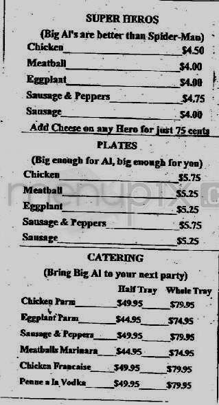 Big Al's - New York, NY menu_pic
