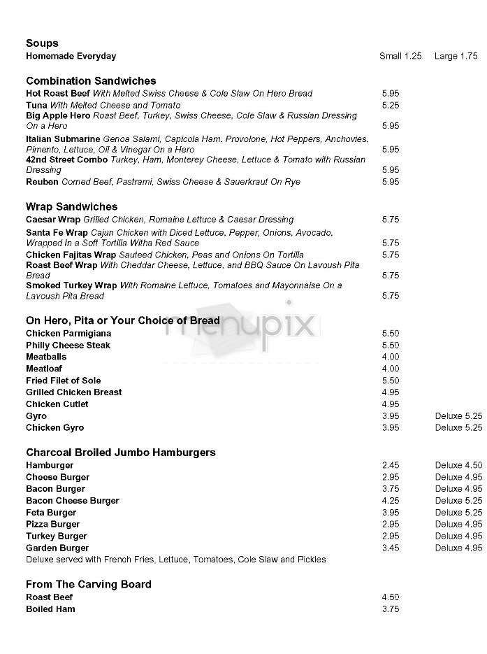 Big Apple Cafe & Deli - New York, NY menu_pic