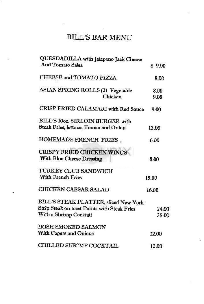 Bill's Gay Nineties - New York, NY menu_pic