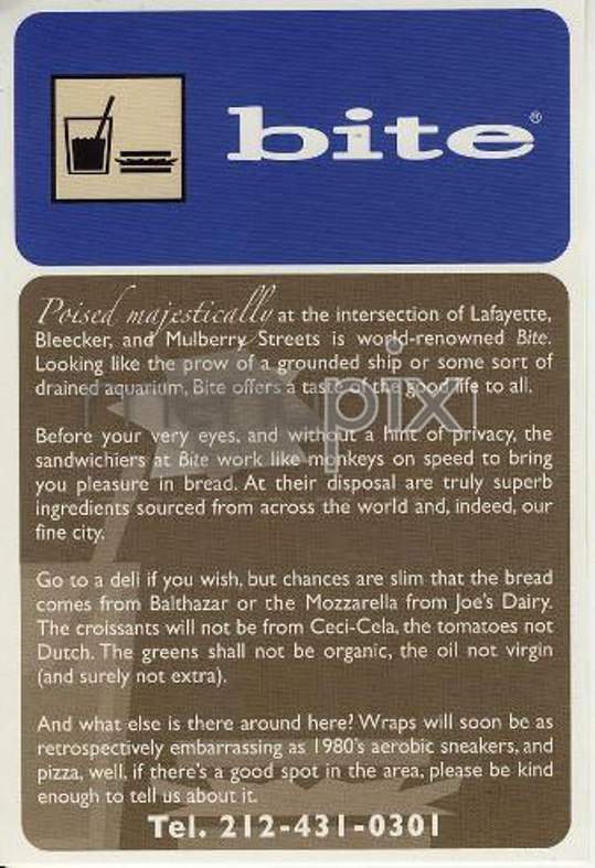 Bite - New York, NY menu_pic