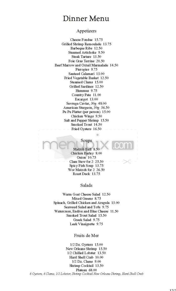 Blue Ribbon - New York, NY menu_pic
